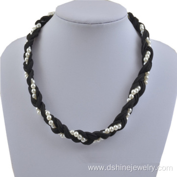 Velvet Weaved Collar Personalized Necklaces With Silver Bead